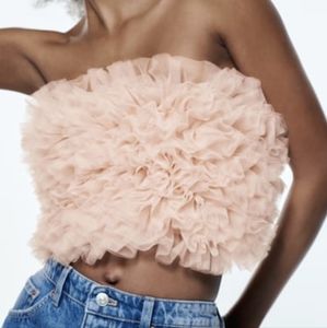 Zara Pink Tulle Tube Top